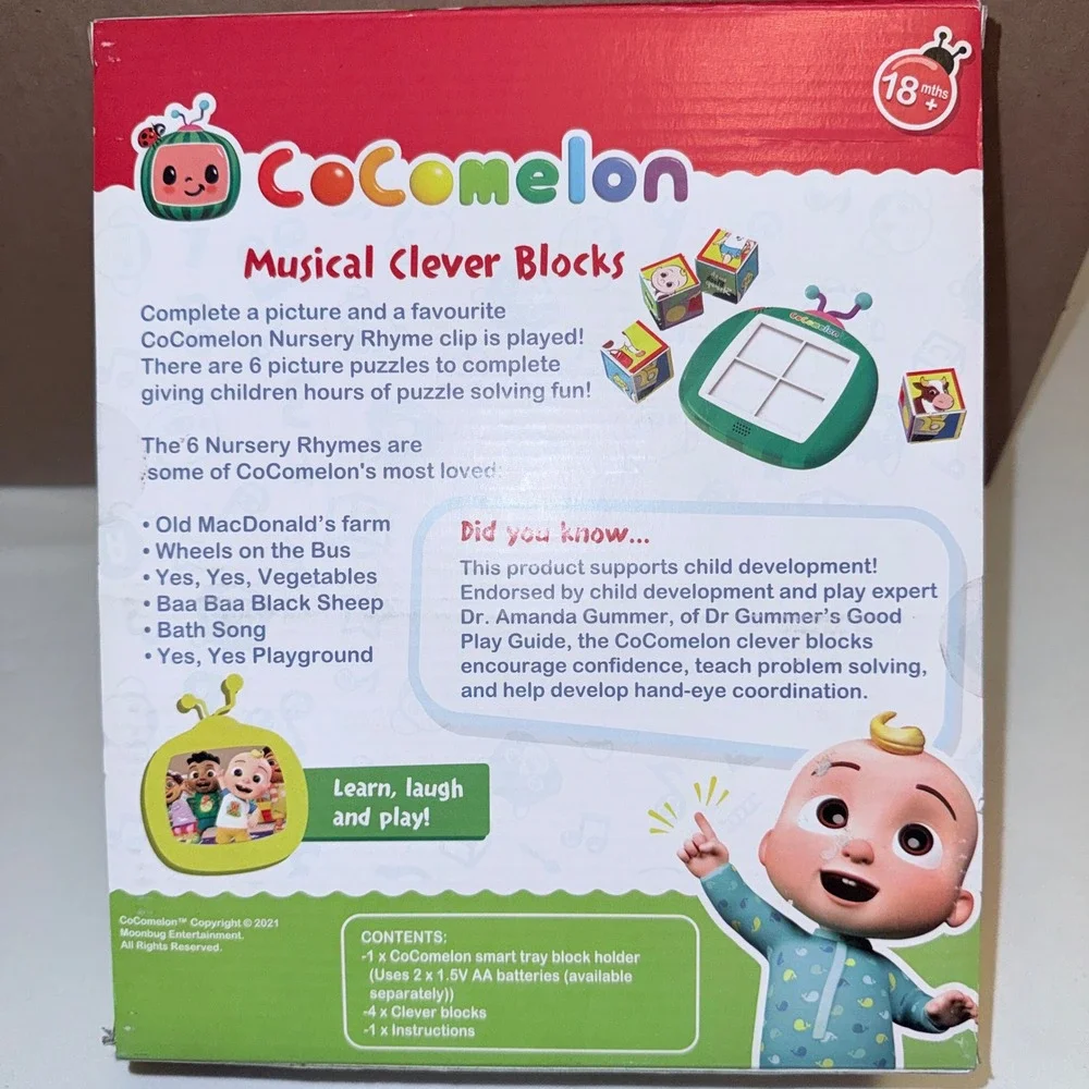 CoComelon Musical Clever‎ Blocks Kids 18m+ Multicolor New Interactive Puzzle Toy